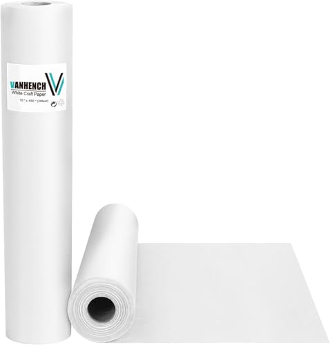Vanhench 15''×450'' White Wrapping Paper Roll