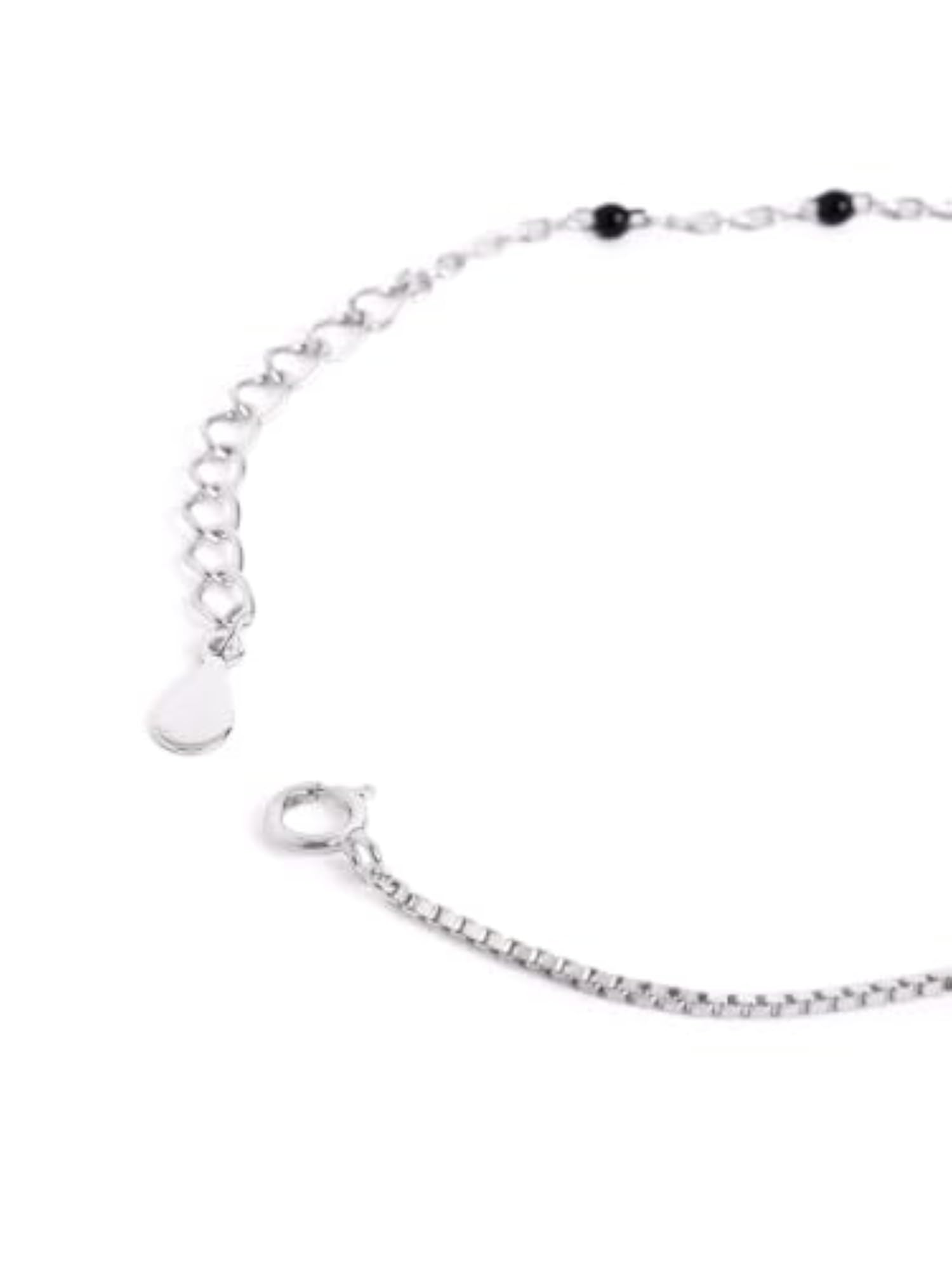 Women's 925 Sterling Silver Delicate Flower Charm Mangalsutra Bracelet