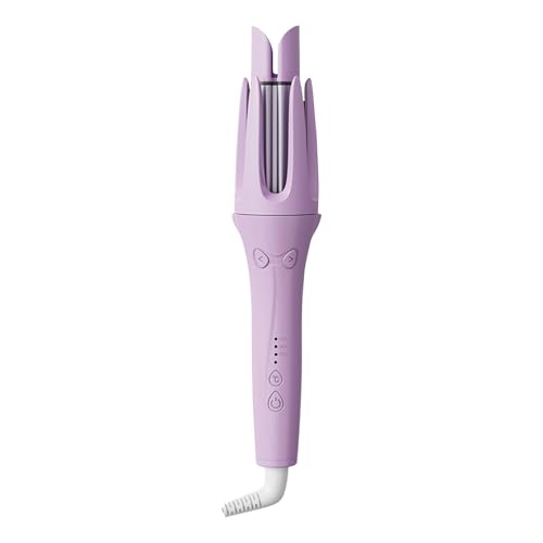 Rizador de cabello escaldado, rizador automático con temperatura y apagado automático, varita rizadora giratoria para peinar el cabello, fácil de usar para principiantes HtY808 (morado, A)
