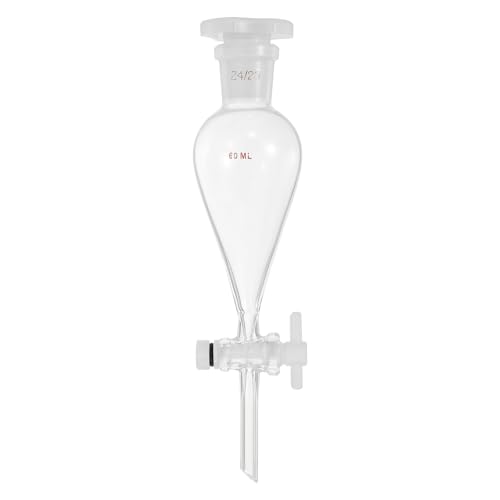 PATIKIL - PATIKIL 60ml Conical Separating Funnel, Borosilicate Glass Heavy Wall Lab Separatory Funnel with 24/29 Joints and PTFE Stopcock for Titration Extraction