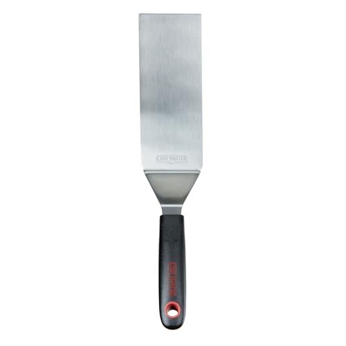 Chef Master 90282 High Heat Square Edge Turner Spatula, 7.5\" x 2.95\" Blade | Heat Resistant Handle | Slip Resistant Grip | Dishwasher Safe