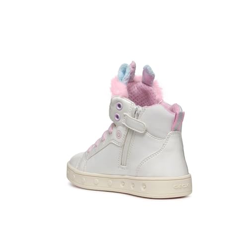Geox J Skylin Girl A, Zapatillas, White/Multicolor, 32 EU