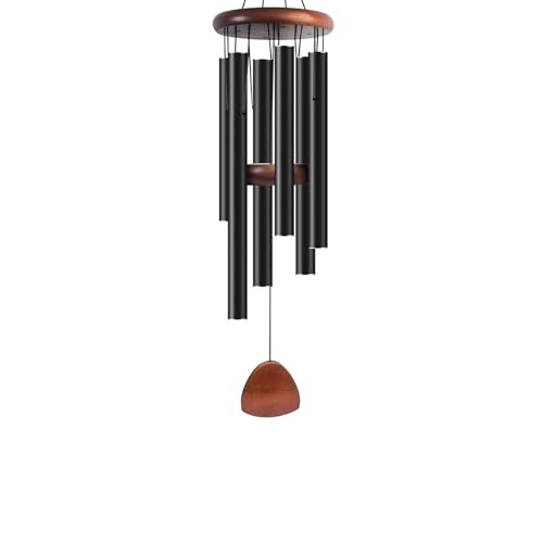 Vento campanelli per fuori legno simpatia vento commemorativo la perdita di un amato madre padre regalo arredamento della casa giardino all'aperto patio (nero, 26Inch)