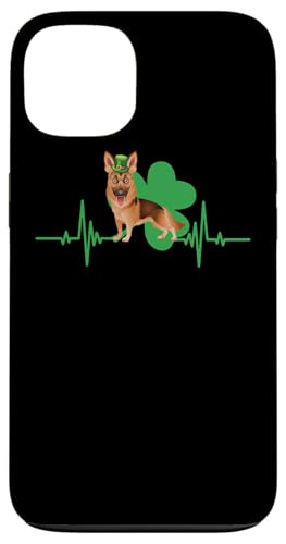 Carcasa para iPhone 13 German Shepherd Dog Heartbeat Leprechaun Hat St Patricks Day