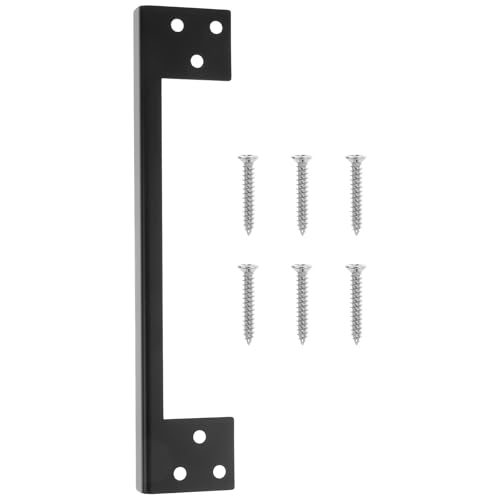 Cabilock Protector de Pestillo de Puerta Abatible Hacia Afuera Placa de Refuerzo de Acero Inoxidable 7 Pulgadas Cubierta Negra para Seguridad de Puertas Exteriores Refuerzo Antirrobo