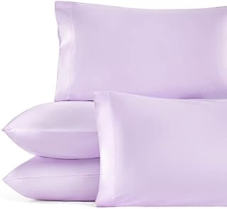 Bedsure Satin Pillow Cases 4 Pack - Pillowcase for Hair Standard Size with Envelope Closure, 50 x 75 cm , Grey