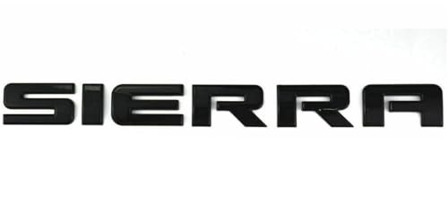 Image of 4Pc Sierra SLE Letter Emblem 3D Badge Front Door /Rear Tailgate Replacement for Sierra (Gloss Black)