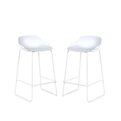 Tabourets Rocco Julian Bowen blancs en polypropylène design épuré 83 cm - 5