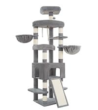 Image of Heybly Cat Tree, 82.7″ Extra Tall Cat Tower for Large Cats Adult HCT063W | Giant Cat Condo with Multi-Level Platforms, 2 Baskets, Spacious Cat Cave, Wide Sisal Scratching Board, Light Gray