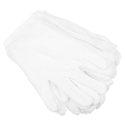 Beaupretty 12 pares Guantes de Algodón Blanco Elásticos y Lavables para Inspección de Joyas y Protección de Manos Hogar Oficina y Tienda