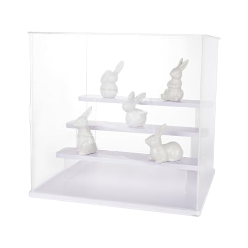 GOMAKERER - GOMAKERER 1 Ensemble Vitrine à 4 Niveaux, Présentoir en Plastique Transparent avec Support de Niveau, Boîte de Rangement Anti-Poussière pour Figurines D'Anime à Collectionner 31.5x26.5x30cm
