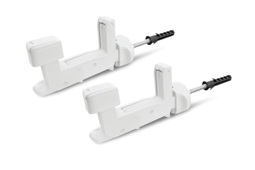 eacommerce - Ferma Imposte Regolabile | Sistema Automatico di Ancoraggio | Per Infissi da 40-55 mm | Blocca Scuri e Persiane | Tassello Integrato 6x70 mm, Kit 2 Pezzi (Bianco)