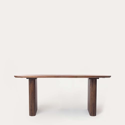 Image of ANGEL FURNITURE Grafton Solid Sheesham Wood Dining Table, Fluted Column Legs, Contemporary Style (Wenge Finish, 175 * 90)