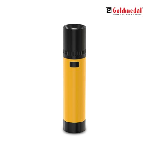 Image of Goldmedal Torcia 05 1W LED Rechargeable Torch - Cool Daylight (6500K) | 500 mAh Li-ion Battery | Battery Back-up Up to 2 Hours | Deep Discharge Protection | Type C Charging | Zoom for Beam Selection