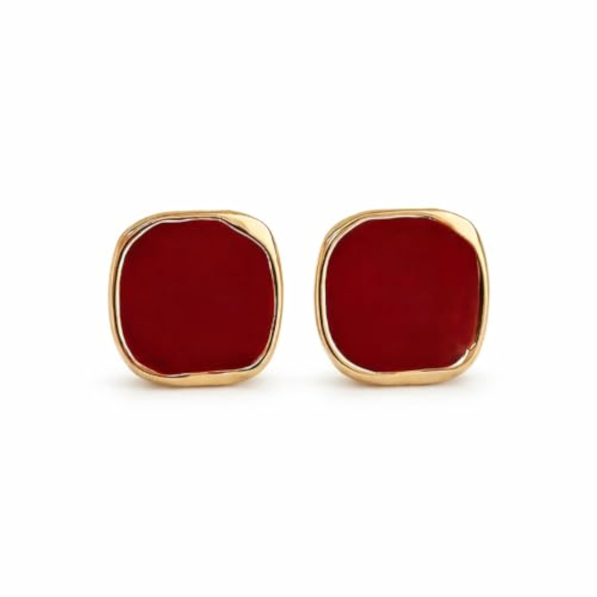 Women's Red Korean Studs Earrings Set, Stylish Crystal Design