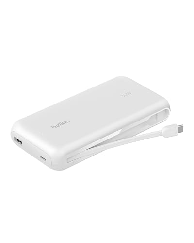 Belkin Tragbares Ladegerät, Powerbank mit integriertem Kabel, 20 K PD 30 W – Schnellladung USB-C Netzteil Tragbares Ladegerät für iPhone 16… – Ansicht 1