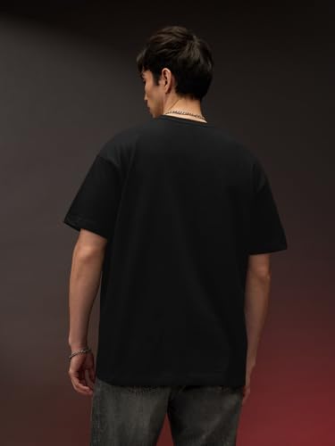 Image of The Souled Store Official Deadpool: Great Irresponsibility Men and Boys Oversized fit Graphic Half Sleeve Cotton Black Color Oversized T-Shirts