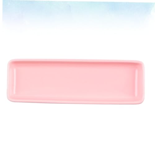 Plato alargado de cerámica para sushi color rosa miniatura 2