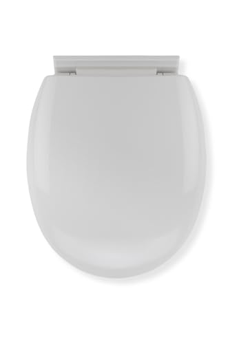 Croydex Soft Close Toilet Seat - Hygiene 'N' Clean Antibacterial Treated Polypropylene Seat and Universal Adjustable Hinges with Bottom Fixings Included (White, O Shape)