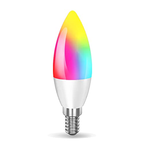 DOGAIN E14 Smart LED Kerze Lampe, WlanGlühbirne 2700-6500K Dimmbar Birne 16 Millionen,auf NUR 2.4 GHz Netzwerk, Kompatibel mit mit Alexa Echo und Google Home, 1er Pack Cover