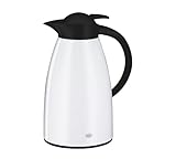alfi SIGNO ONE 1,0l, coconut white mat, Edelstahl-Isolierkanne mit Hartglaseinsatz, Drehverschluss mit bequemer Drucktaste, Ausgießen mit einer Hand, Edelstahlkörper lackiert, ideal als Kaffeekanne