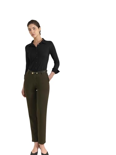 Image of FableStreet Women's Formal Trousers | Mid-Rise Straight-Leg Design | Flat Front & Permanent Crease | Polyester Lycra Fabric | Office Wear & Business Meeting