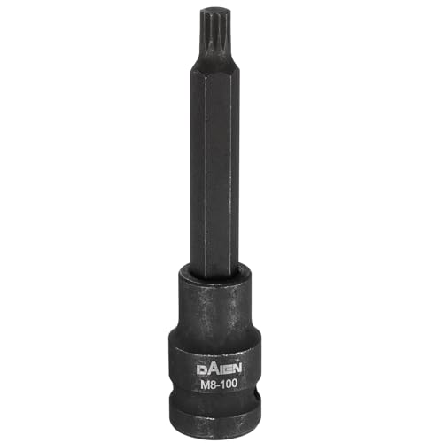 QUARKZMAN M8 Triple Square Bit Socket 100mm/3.94' Longitud 1/2' Square Drive 12 Point Spline Extension Impact Bit Power Nut Driver Set S2 Steel Socket Ratchet Wrench Bits, Negro