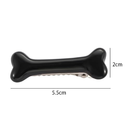 2 Pinzas para cabello diseño hueso de perro negro miniatura 2