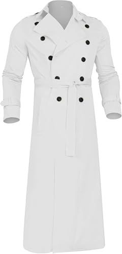 Maiyifu-GJ Men's Mid-Length Trench Coat Slim Fit Double Breasted Long Overcoat Winter Lapel Windbreaker Jackets2