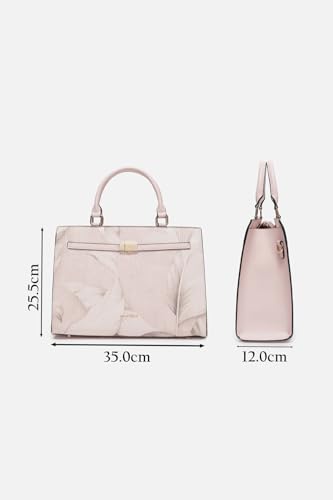 Image of Allen Solly Womens leaf-print light-pink HANDBAG
