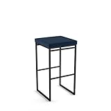 Amisco Easy 30 in. Bar Stool - Blue Polyurethane/Black Metal