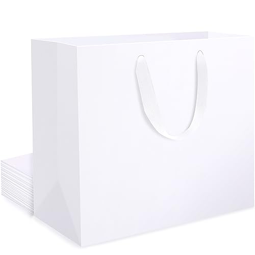 EUSOAR Bolsas Regalo Blanco   10 Piezas L 32x11.5x28cm Blancas Paper Gift Bags Grande   250GSM Bolsas de Papel con Asas   Embalaje de Papel Bolsa Kraft Blanco   Saco Papel Presente Bodas