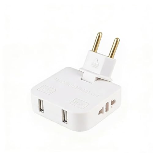 Image of 3-in-1 Foldable 180 Rotating Plug Converter Universal EU Adapter Rated Voltage Folding EU Plug Adapter with 2 USB Ports Universal Rotatable Socket Splitter Wall Tap with USB Travel Adapter