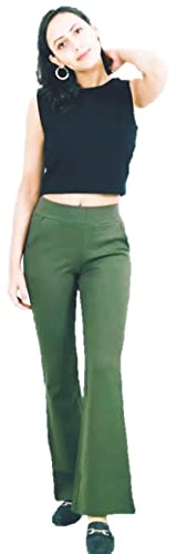 Happening Plus Size Women- Stretchable-High Waist- Boot Cut/Bell Bottom Trouser-Electric Green Color-Waist Size 34