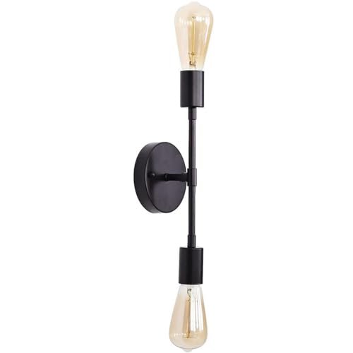 Mengjay Applique Murale Industrielle, Applique Murale Intérieur Vintage, E27 Applique Miroir Salle de Bain, 2 Lumières Lampe Murale Chambre Rétro Métal,...
