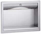 Front view of the Bradley 198 Towel Dispenser, showing the stainless steel casing and the opening for towel dispensing.
