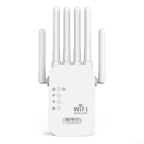 Amplificador de señal repetidor WiFi, 300 Mbps 2.4 GHz 1200 m, 6 antenas de alta ganancia que aumentan la cobertura de fuerza de señal para 20 dispositivos (estándar del Reino Unido)