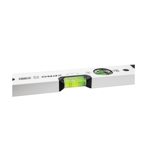 PRO600 Wasserwaage 30cm mit 2% Gefälle - Ergonomischen Profil und ERS+ (Easy Reading System) Präzise Wasserwaage - Anti Shock Absorber Endkappen - Farbe Weiß – Bild 7