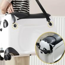 Wandergo Kinderkoffer Panda Reise Koffer Handgepäck für Kinder PP Trolley-Koffer (Schwarz)