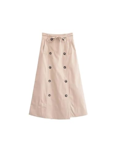 Women's Summer Elegant High Waist Button-Up Skirts with Belt2