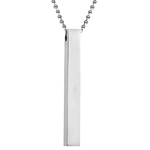okos Men's Jewellery 3D Cuboid Vertical Bar/Stick Stainless Steel Locket Pendant Necklace for Boys and Men PD1000871 (Image - 2)
