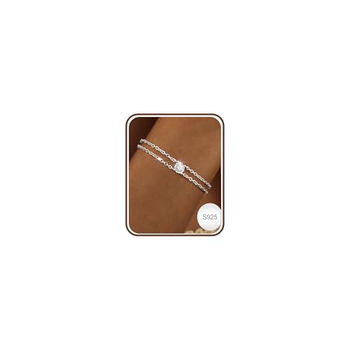 Chriscoco Bracelet Femme Argent Sterling 925 Bracelets Or Réglable Bracelets à Chaîne Empilable Bijoux Femme Bracelet Argent pour Femmes Filles