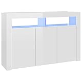 vidaXL Aparador con Luces LED Entrada Acento Pasillo Vestíbulo Recibidor Auxiliar Decoración Hogar Escritorio Mueble Blanco Brillante 115,5x30x75 cm