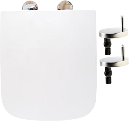 Square Toilet Seat Soft Close Toilet Seat Mute Seat Cover Quick Release Loo Seat Easy Cleaning Easy Installation with Top Fixing & Adjustable Hinges 40.5L x 36W cm Plastic AAN