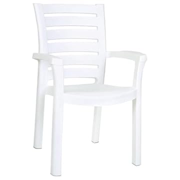 white plastic garden chairs
