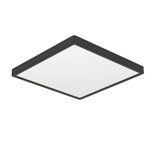 Eglo Fueva 6 Lámpara de techo LED cuadrada para baño, de plástico, en blanco y negro, color de luz blanco cálido o blanco frío, IP44, 15 x 15 cm