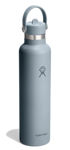 Image of Hydro Flask Water Bottle - Insulated Stainless Steel - Straw Lid, Non Spill, Leakproof in 24 Oz Shale Gray
