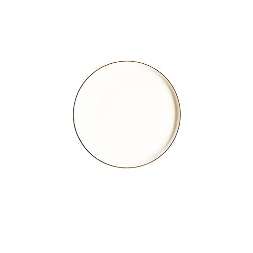 Tiiiopkvvv Plato de cena nórdico redondo de cerámica plato de pizza platos de postre de cena con borde dorado macizo de porcelana esmaltada bandeja de pastel occidental plato de aperitivos (color: 6