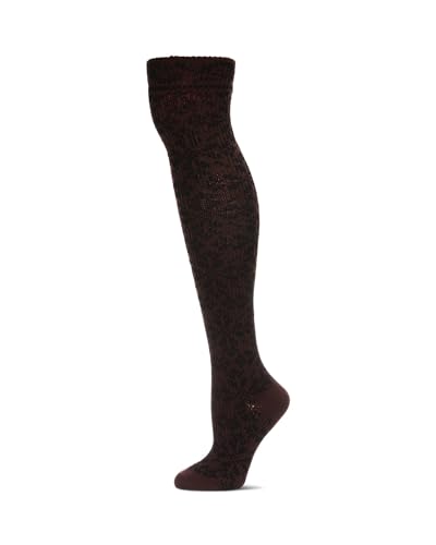 MeMoi Women's Brussels Lace Fair Isle Over The Knee Socks Black One Size2