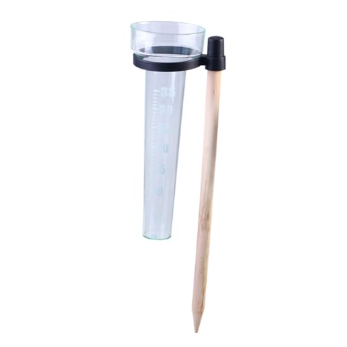 Sewroro プラスチック製スケール付き量雨器 木製スティック付き 屋外園芸用雨量計 農業 気象調査対応 測定可能